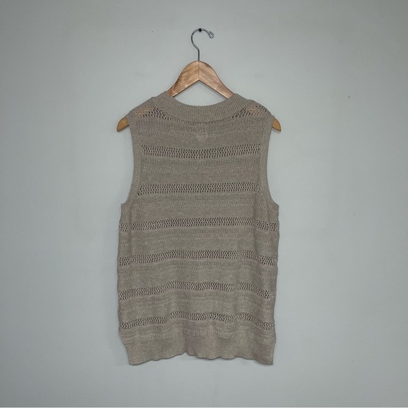 Joie‎ Tunic Sweater Women's Size Medium Beige Cotton Knit Sleeveless Vest Long - Picture 5 of 7